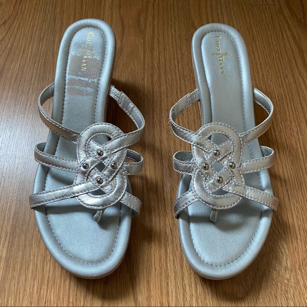 Cole Haan silver wedges